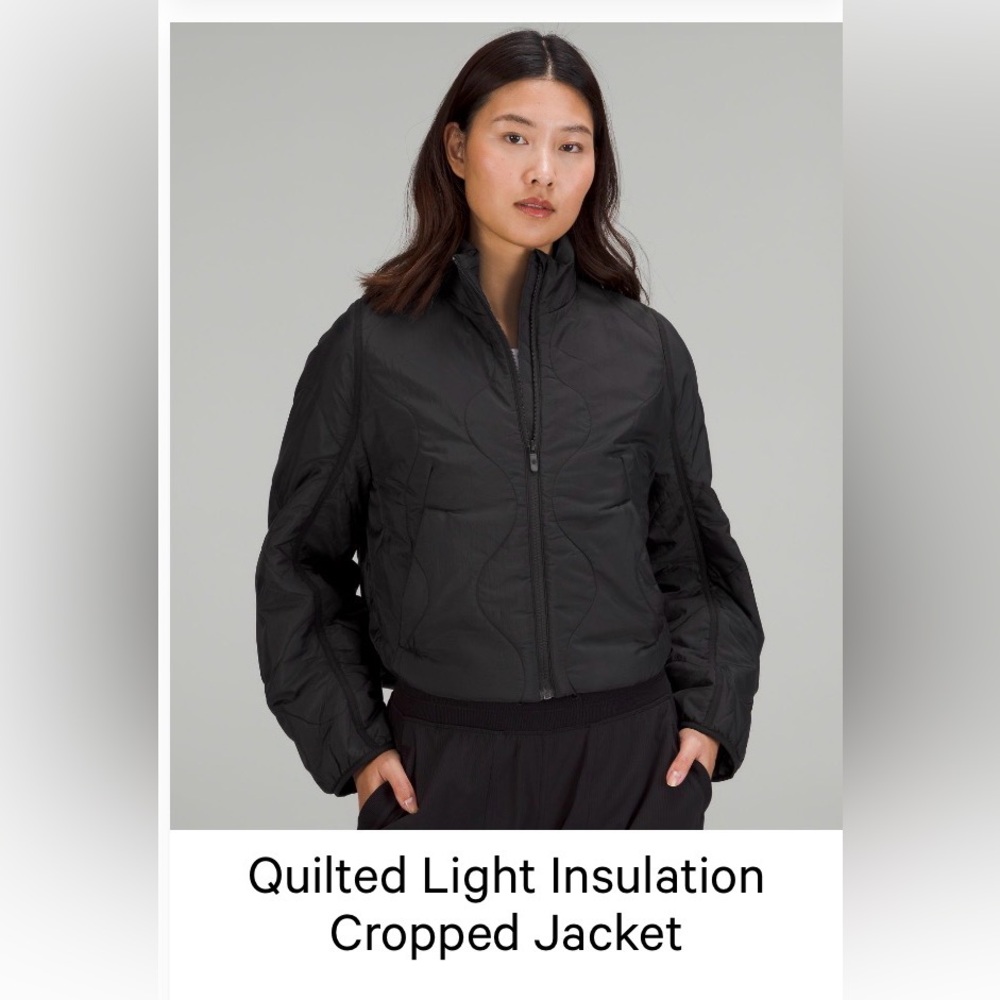 lululemon athletica Black Quilted Cropped Puffer Jacket